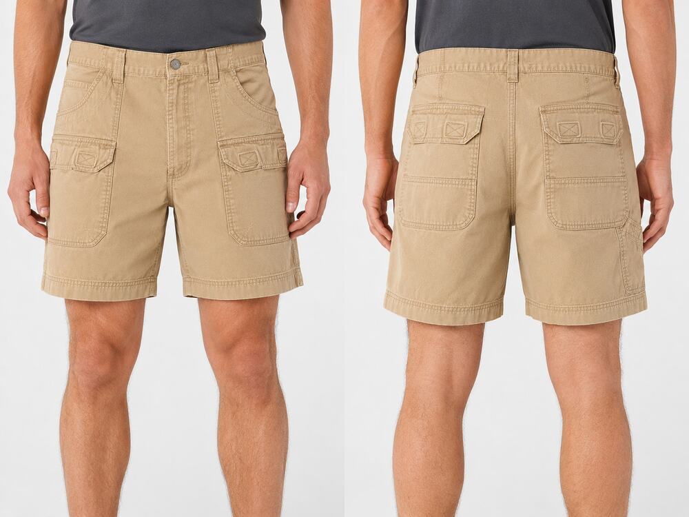 REI Mens 38 Khaki Cargo Utility Hiking Shorts Outdoor Gorpcore Pockets